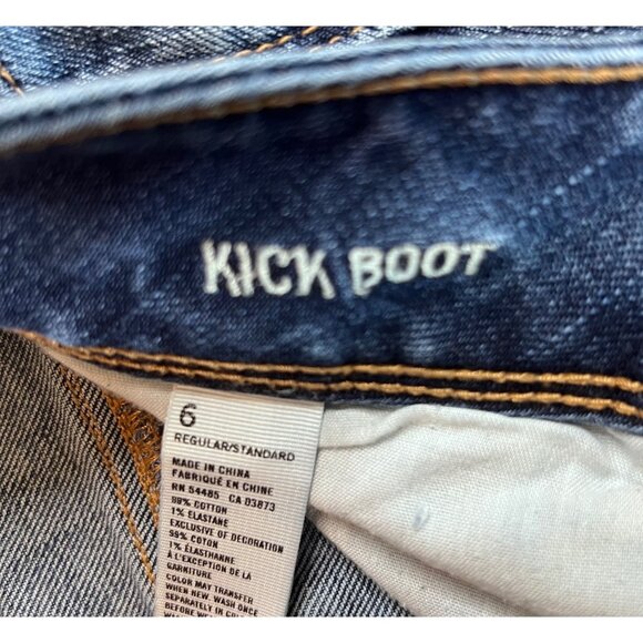 American Eagle Outfitters Kick Boot Jeans Womens Blue Denim Flap Pockets Size 6 - Picture 3 of 6